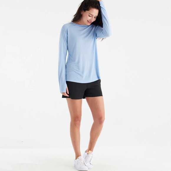 Free Fly Apparel: Women's Bamboo Lightweight Long Sleeve II in Light Blue XS - Picture 2 of 6